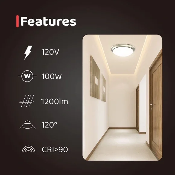 LED Ceiling Light Brushed Nickel Frosted Glass Shade Light Fixture for Bedroom - Picture 5 of 10